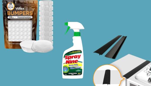 products on a teal background