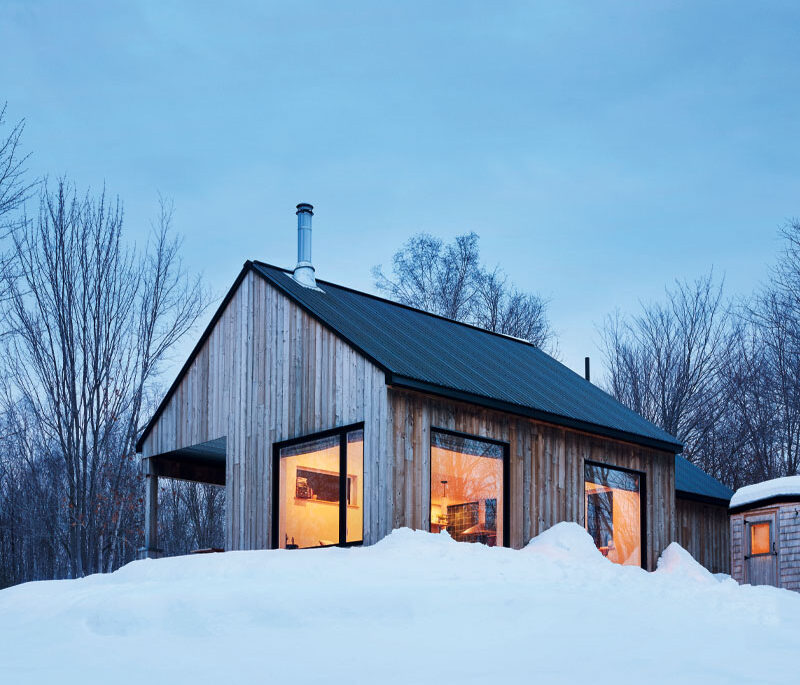 a cabin in the winter
