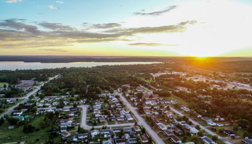 An aerial photo of Ignace, Ont., which has been selected as the host community, along with Wabigoon Lake Ojibway Nation, for a proposed nuclear waste disposal site.
