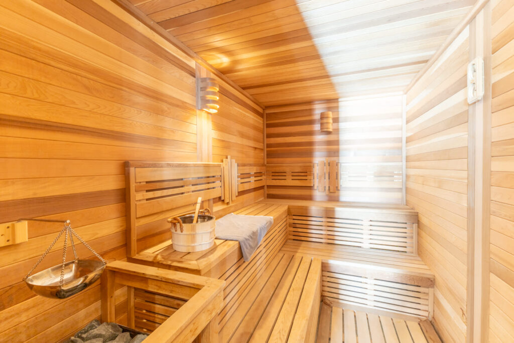 a photo of a sauna interior