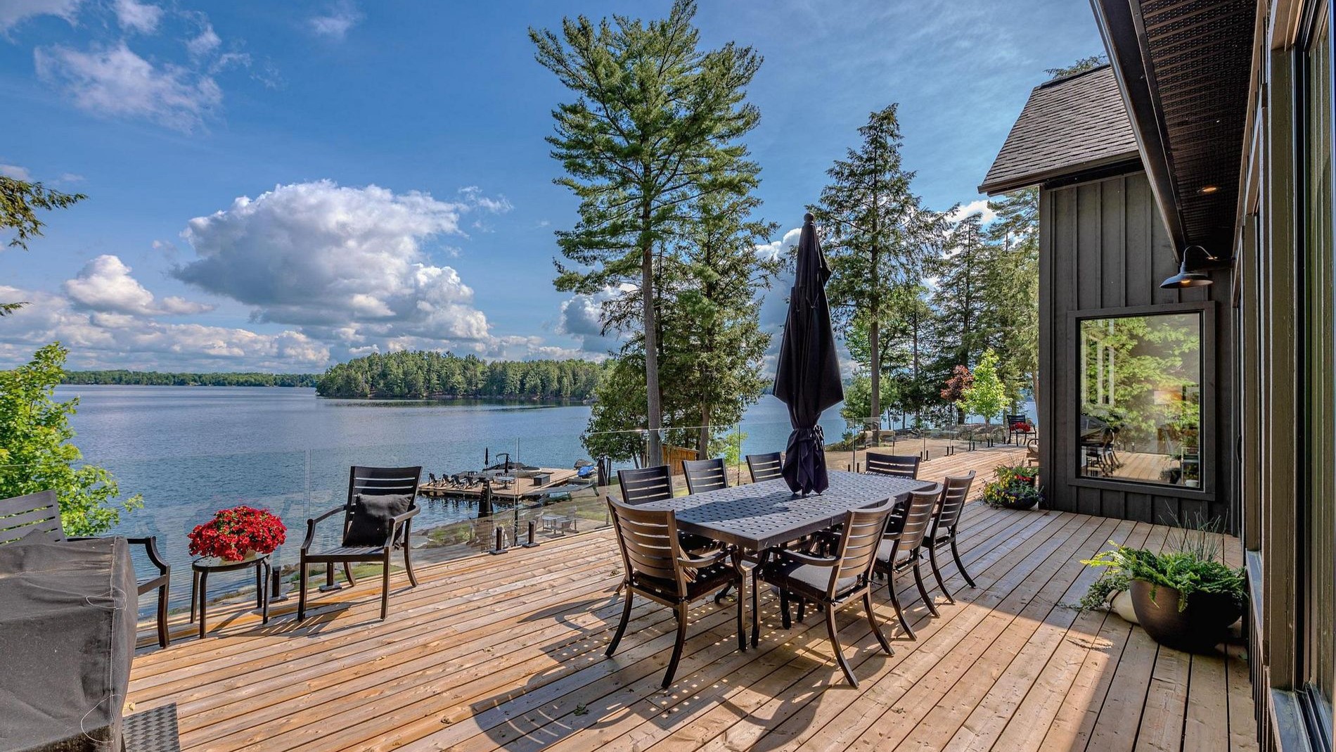 Cottage deck overlooking Jack Lake