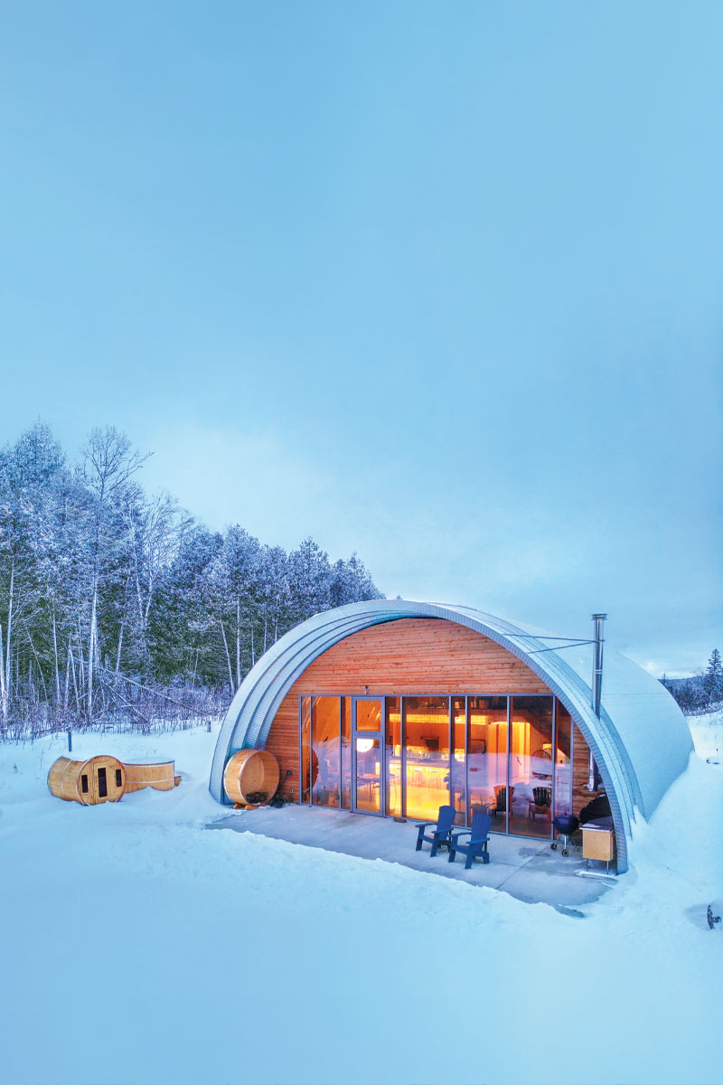 a quonset home in the winter