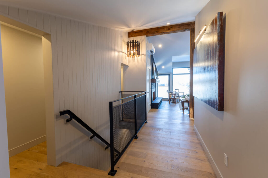 The top of a narrow stairwell