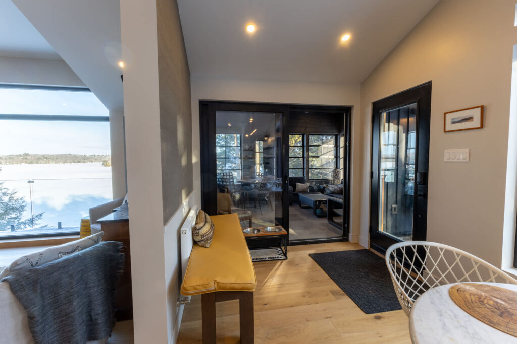 A black entryway to the sunroom