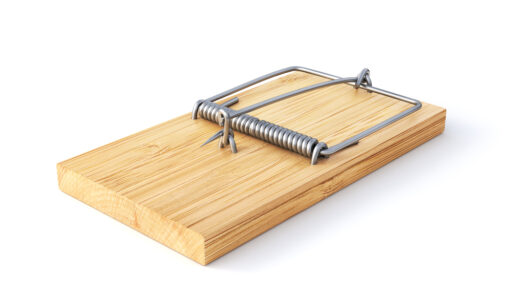 A snap trap isolated against a white background