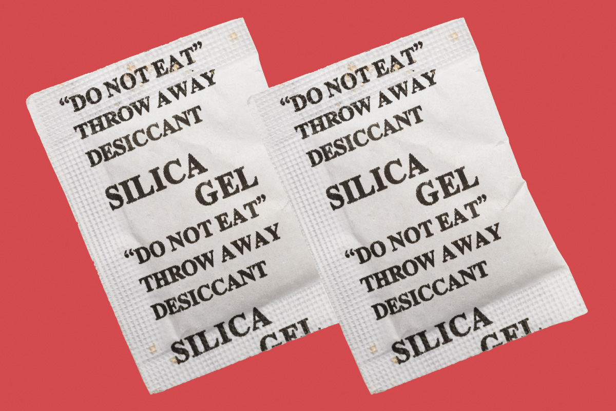 Two silica gel packets