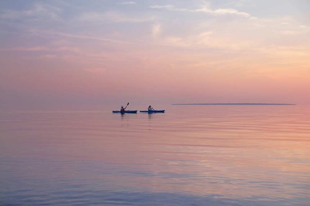 A couple kayaking on Lake Superior