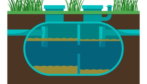 A diagram of a septic tank