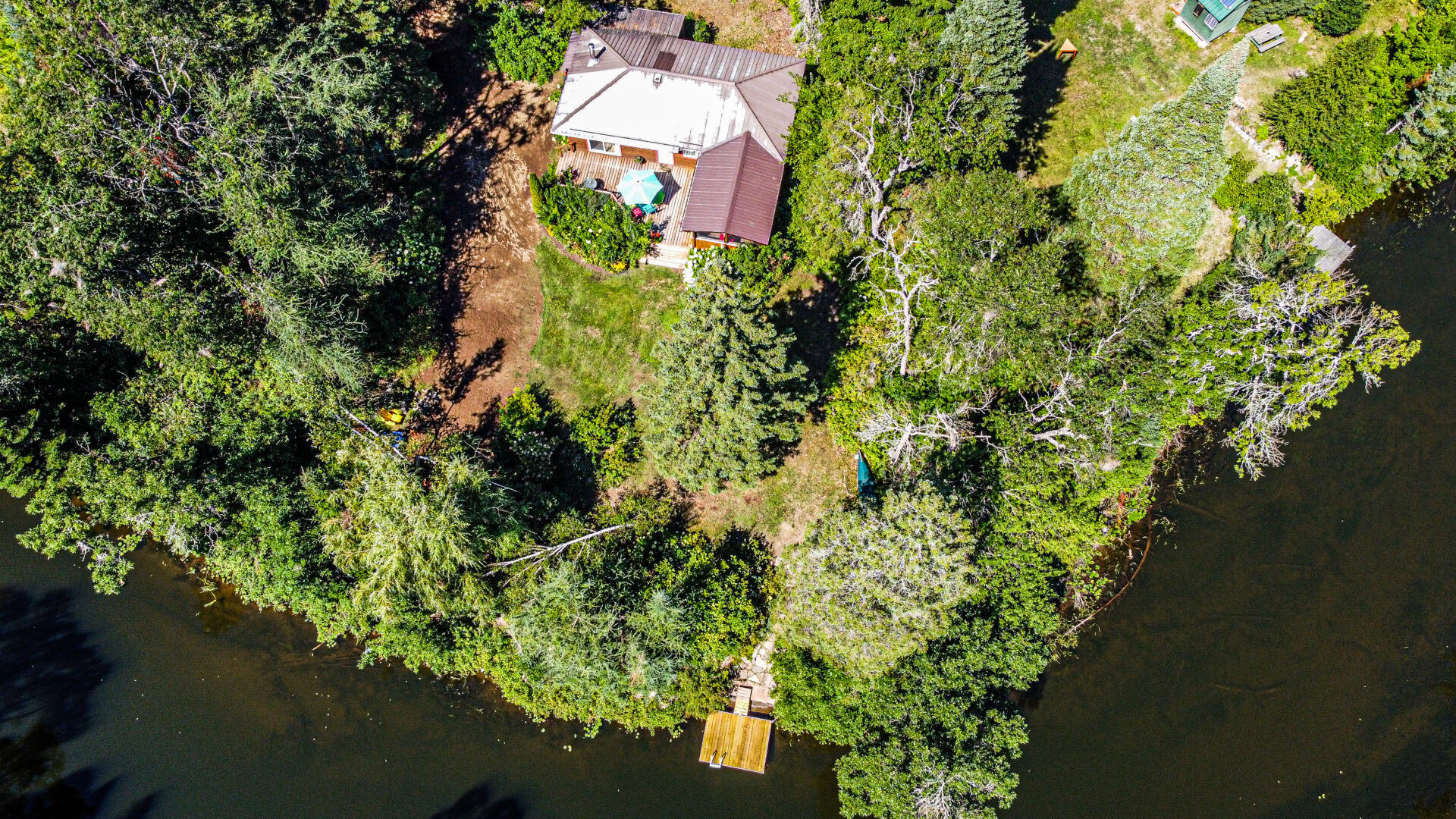 Aerial view of cottage property