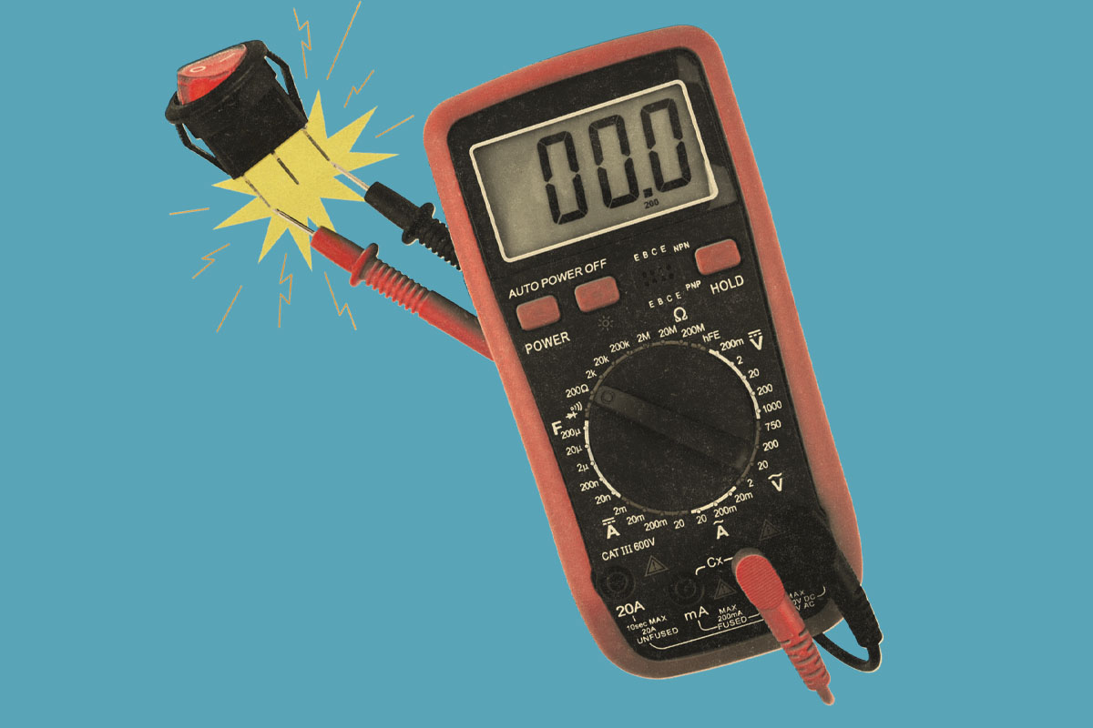 A multimeter producing a spark