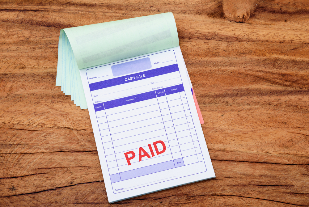 A blank receipt book