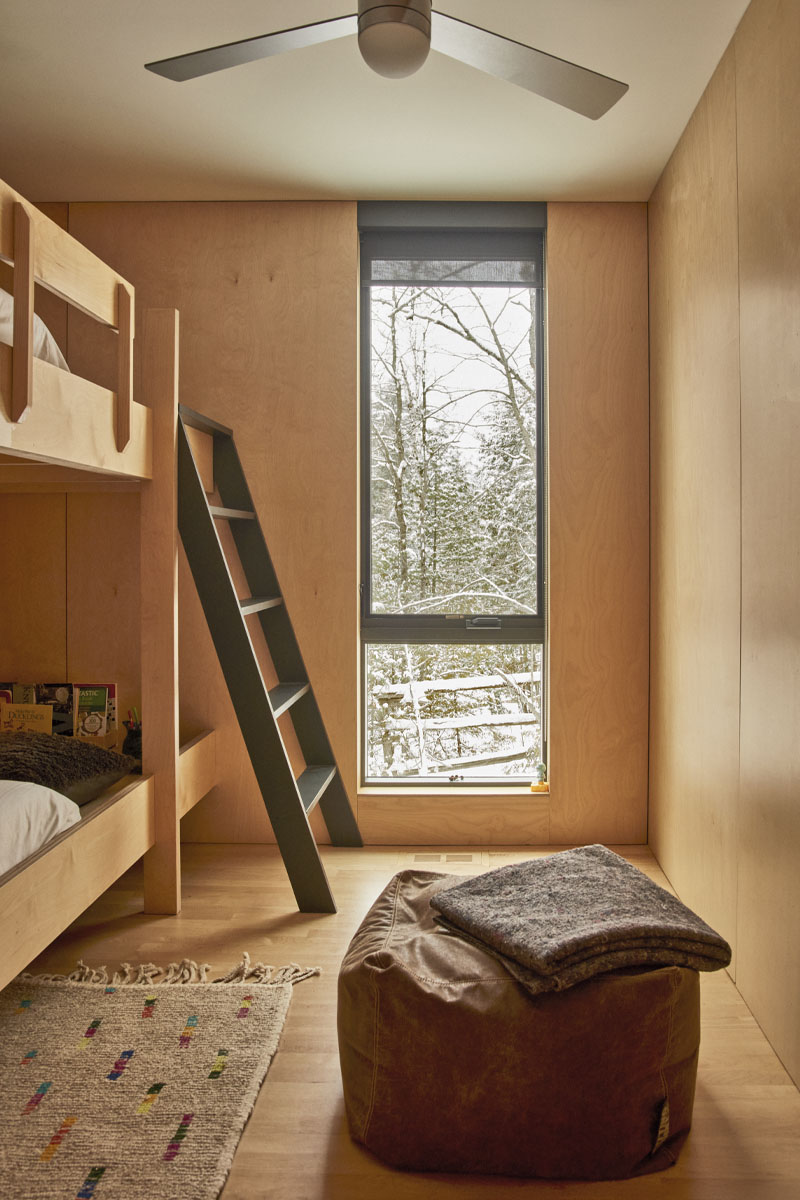 One of the bedrooms with built-in bunkbeds