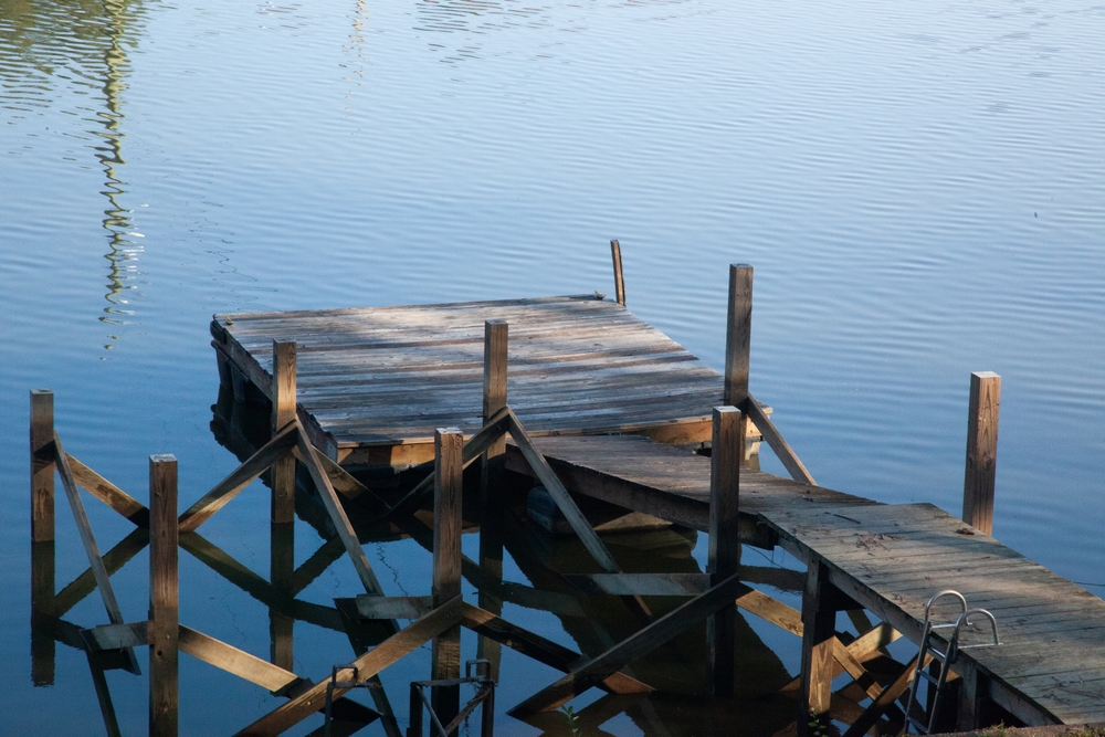 An old dock on a quiet lake